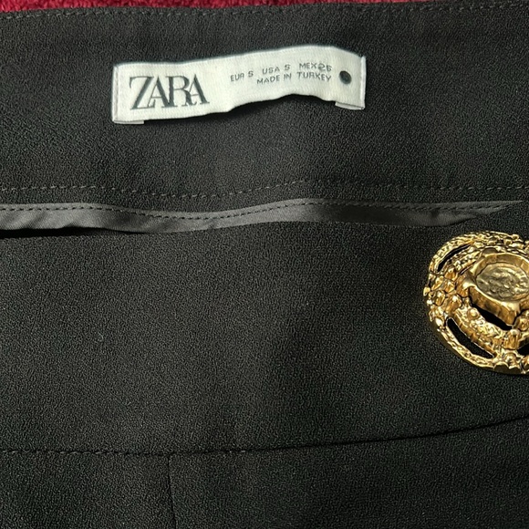 Zara Elegant Black Wide-Leg Pants with gold Buttons Black size S - Picture 7 of 7